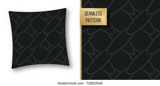 Abstract concept vector monochrome geometric pattern. Dark blue, gold minimal background. Creative illustration template. Seamless stylish texture. For wallpaper, surface, web design, textile, decor