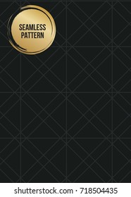 Abstract concept vector monochrome geometric pattern. Dark blue, gold minimal background. Creative illustration template. Seamless stylish texture. For wallpaper, surface, web design, textile, decor