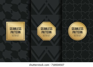 Abstract concept vector monochrome geometric pattern. Dark blue, gold minimal background. Creative illustration template. Seamless stylish texture. For wallpaper, surface, web design, textile, decor