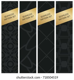 Abstract concept vector monochrome geometric pattern. Dark blue, gold minimal background. Creative illustration template. Seamless stylish texture. For wallpaper, surface, web design, textile, decor