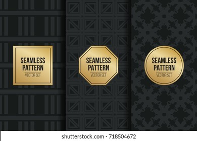 Abstract concept vector monochrome geometric pattern. Dark blue, gold minimal background. Creative illustration template. Seamless stylish texture. For wallpaper, surface, web design, textile, decor