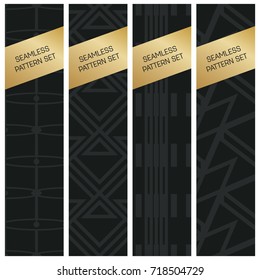 Abstract concept vector monochrome geometric pattern. Dark blue, gold minimal background. Creative illustration template. Seamless stylish texture. For wallpaper, surface, web design, textile, decor