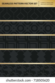 Abstract concept vector monochrome geometric pattern. Dark blue, gold minimal background. Creative illustration template. Seamless stylish texture. For wallpaper, surface, web design, textile, decor