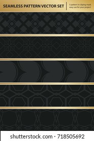 Abstract concept vector monochrome geometric pattern. Dark blue, gold minimal background. Creative illustration template. Seamless stylish texture. For wallpaper, surface, web design, textile, decor
