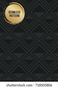 Abstract concept vector monochrome geometric pattern. Dark blue, gold minimal background. Creative illustration template. Seamless stylish texture. For wallpaper, surface, web design, textile, decor