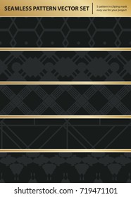 Abstract concept vector monochrome geometric pattern. Dark blue, gold minimal background. Creative illustration template. Seamless stylish texture. For wallpaper, surface, web design, textile, decor