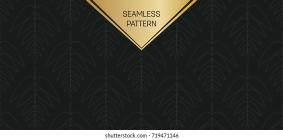 Abstract concept vector monochrome geometric pattern. Dark blue, gold minimal background. Creative illustration template. Seamless stylish texture. For wallpaper, surface, web design, textile, decor