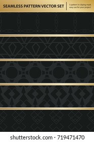 Abstract concept vector monochrome geometric pattern. Dark blue, gold minimal background. Creative illustration template. Seamless stylish texture. For wallpaper, surface, web design, textile, decor