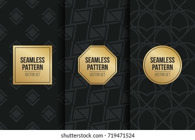 Abstract concept vector monochrome geometric pattern. Dark blue, gold minimal background. Creative illustration template. Seamless stylish texture. For wallpaper, surface, web design, textile, decor