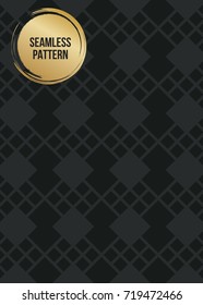 Abstract concept vector monochrome geometric pattern. Dark blue, gold minimal background. Creative illustration template. Seamless stylish texture. For wallpaper, surface, web design, textile, decor