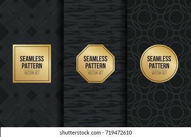 Abstract concept vector monochrome geometric pattern. Dark blue, gold minimal background. Creative illustration template. Seamless stylish texture. For wallpaper, surface, web design, textile, decor