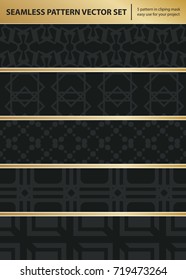 Abstract concept vector monochrome geometric pattern. Dark blue, gold minimal background. Creative illustration template. Seamless stylish texture. For wallpaper, surface, web design, textile, decor
