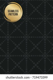 Abstract concept vector monochrome geometric pattern. Dark blue, gold minimal background. Creative illustration template. Seamless stylish texture. For wallpaper, surface, web design, textile, decor