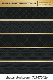 Abstract concept vector monochrome geometric pattern. Dark blue, gold minimal background. Creative illustration template. Seamless stylish texture. For wallpaper, surface, web design, textile, decor