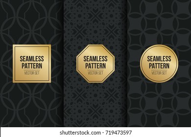 Abstract concept vector monochrome geometric pattern. Dark blue, gold minimal background. Creative illustration template. Seamless stylish texture. For wallpaper, surface, web design, textile, decor