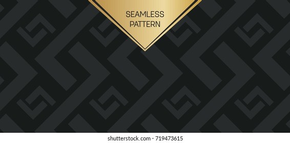 Abstract concept vector monochrome geometric pattern. Dark blue, gold minimal background. Creative illustration template. Seamless stylish texture. For wallpaper, surface, web design, textile, decor