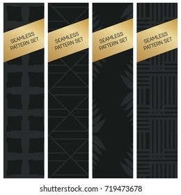 Abstract concept vector monochrome geometric pattern. Dark blue, gold minimal background. Creative illustration template. Seamless stylish texture. For wallpaper, surface, web design, textile, decor