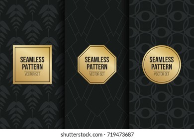 Abstract concept vector monochrome geometric pattern. Dark blue, gold minimal background. Creative illustration template. Seamless stylish texture. For wallpaper, surface, web design, textile, decor