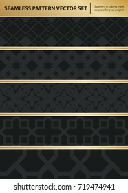 Abstract concept vector monochrome geometric pattern. Dark blue, gold minimal background. Creative illustration template. Seamless stylish texture. For wallpaper, surface, web design, textile, decor