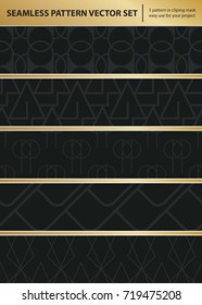 Abstract concept vector monochrome geometric pattern. Dark blue, gold minimal background. Creative illustration template. Seamless stylish texture. For wallpaper, surface, web design, textile, decor