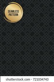 Abstract concept vector monochrome geometric pattern. Dark blue, gold minimal background. Creative illustration template. Seamless stylish texture. For wallpaper, surface, web design, textile, decor