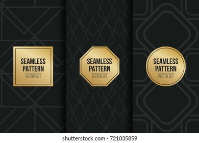 Abstract concept vector monochrome geometric pattern. Dark blue, gold minimal background. Creative illustration template. Seamless stylish texture. For wallpaper, surface, web design, textile, decor