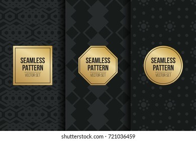 Abstract concept vector monochrome geometric pattern. Dark blue, gold minimal background. Creative illustration template. Seamless stylish texture. For wallpaper, surface, web design, textile, decor