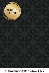 Abstract concept vector monochrome geometric pattern. Dark blue, gold minimal background. Creative illustration template. Seamless stylish texture. For wallpaper, surface, web design, textile, decor
