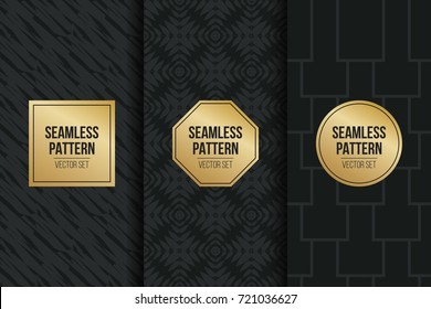 Abstract concept vector monochrome geometric pattern. Dark blue, gold minimal background. Creative illustration template. Seamless stylish texture. For wallpaper, surface, web design, textile, decor