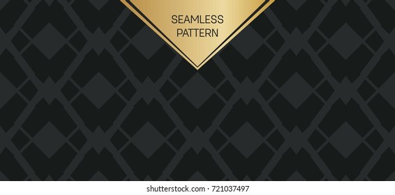 Abstract concept vector monochrome geometric pattern. Dark blue, gold minimal background. Creative illustration template. Seamless stylish texture. For wallpaper, surface, web design, textile, decor