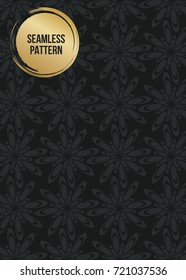 Abstract concept vector monochrome geometric pattern. Dark blue, gold minimal background. Creative illustration template. Seamless stylish texture. For wallpaper, surface, web design, textile, decor