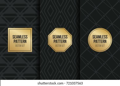 Abstract concept vector monochrome geometric pattern. Dark blue, gold minimal background. Creative illustration template. Seamless stylish texture. For wallpaper, surface, web design, textile, decor