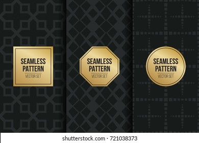 Abstract concept vector monochrome geometric pattern. Dark blue, gold minimal background. Creative illustration template. Seamless stylish texture. For wallpaper, surface, web design, textile, decor