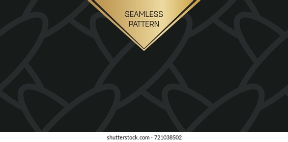 Abstract concept vector monochrome geometric pattern. Dark blue, gold minimal background. Creative illustration template. Seamless stylish texture. For wallpaper, surface, web design, textile, decor