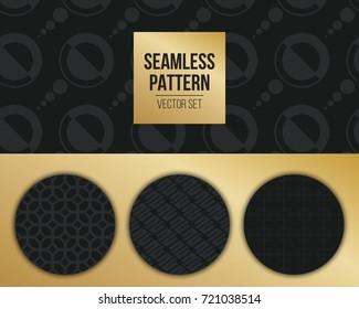 Abstract concept vector monochrome geometric pattern. Dark blue, gold minimal background. Creative illustration template. Seamless stylish texture. For wallpaper, surface, web design, textile, decor