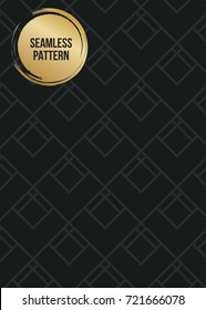 Abstract concept vector monochrome geometric pattern. Dark blue, gold minimal background. Creative illustration template. Seamless stylish texture. For wallpaper, surface, web design, textile, decor