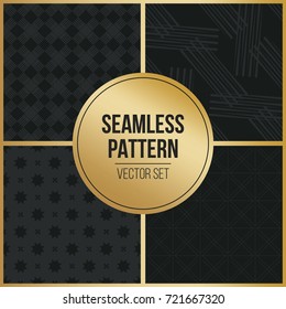 Abstract concept vector monochrome geometric pattern. Dark blue, gold minimal background. Creative illustration template. Seamless stylish texture. For wallpaper, surface, web design, textile, decor
