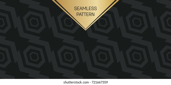 Abstract concept vector monochrome geometric pattern. Dark blue, gold minimal background. Creative illustration template. Seamless stylish texture. For wallpaper, surface, web design, textile, decor