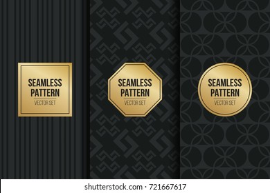 Abstract concept vector monochrome geometric pattern. Dark blue, gold minimal background. Creative illustration template. Seamless stylish texture. For wallpaper, surface, web design, textile, decor