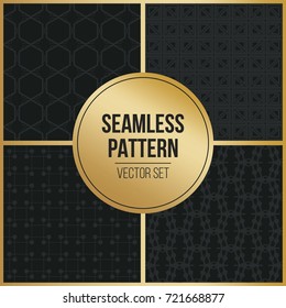 Abstract concept vector monochrome geometric pattern. Dark blue, gold minimal background. Creative illustration template. Seamless stylish texture. For wallpaper, surface, web design, textile, decor