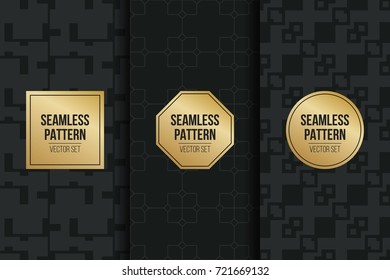 Abstract concept vector monochrome geometric pattern. Dark blue, gold minimal background. Creative illustration template. Seamless stylish texture. For wallpaper, surface, web design, textile, decor