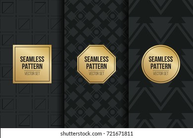 Abstract concept vector monochrome geometric pattern. Dark blue, gold minimal background. Creative illustration template. Seamless stylish texture. For wallpaper, surface, web design, textile, decor