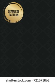 Abstract concept vector monochrome geometric pattern. Dark blue, gold minimal background. Creative illustration template. Seamless stylish texture. For wallpaper, surface, web design, textile, decor