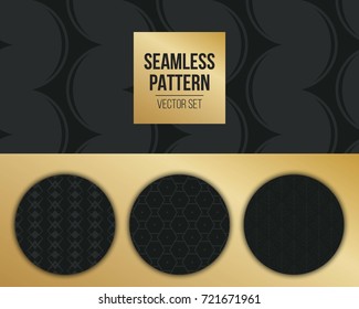 Abstract concept vector monochrome geometric pattern. Dark blue, gold minimal background. Creative illustration template. Seamless stylish texture. For wallpaper, surface, web design, textile, decor