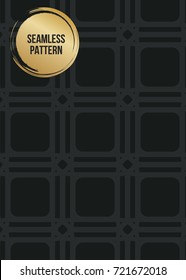 Abstract concept vector monochrome geometric pattern. Dark blue, gold minimal background. Creative illustration template. Seamless stylish texture. For wallpaper, surface, web design, textile, decor