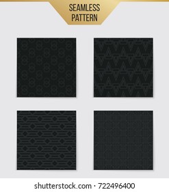 Abstract concept vector monochrome geometric pattern. Dark blue, gold minimal background. Creative illustration template. Seamless stylish texture. For wallpaper, surface, web design, textile, decor