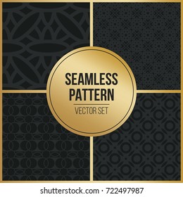 Abstract concept vector monochrome geometric pattern. Dark blue, gold minimal background. Creative illustration template. Seamless stylish texture. For wallpaper, surface, web design, textile, decor