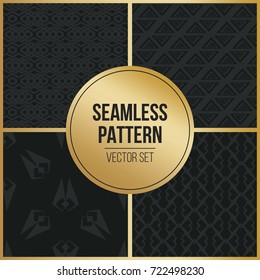 Abstract concept vector monochrome geometric pattern. Dark blue, gold minimal background. Creative illustration template. Seamless stylish texture. For wallpaper, surface, web design, textile, decor