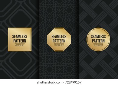 Abstract concept vector monochrome geometric pattern. Dark blue, gold minimal background. Creative illustration template. Seamless stylish texture. For wallpaper, surface, web design, textile, decor