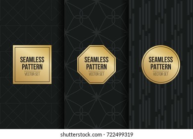 Abstract concept vector monochrome geometric pattern. Dark blue, gold minimal background. Creative illustration template. Seamless stylish texture. For wallpaper, surface, web design, textile, decor